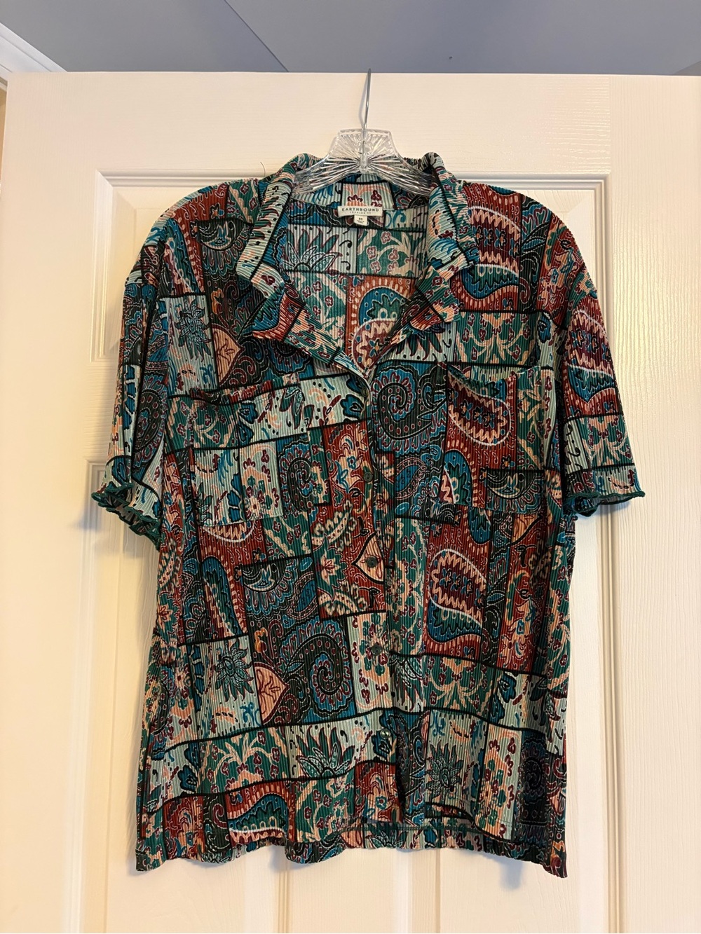 Paisley Patchwork Short Sleeve Button Up